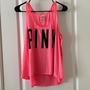 Pink branded, large hot pink tank top
